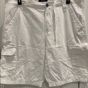 White Cargo Shorts with Relaxed Fit and Belt Loops